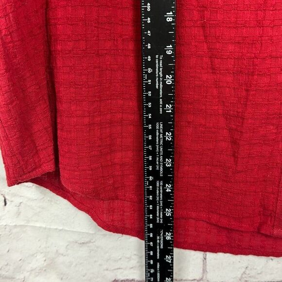 Knox Rose Shirt Womens Large Button Down Blouse Top Puff Sleeve Eyelet Lace Red - Picture 8 of 11